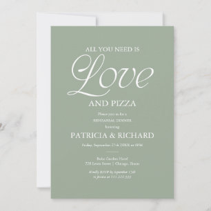 Invitación Boda de Ensayo de Pizza Verde Salvia Moderna