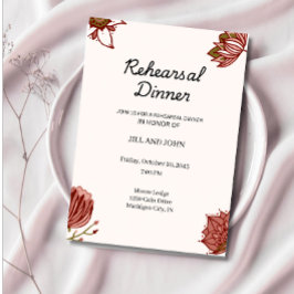 Invitación Boda de Ensayo Floral Rojo Rústico