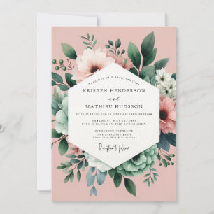 Invitación Boda de ensueño botánico con rubor