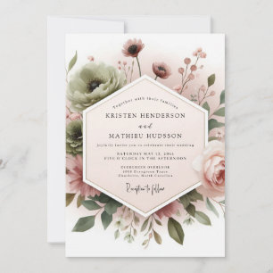 Invitación Boda de ensueño botánico Rosa Polvorienta