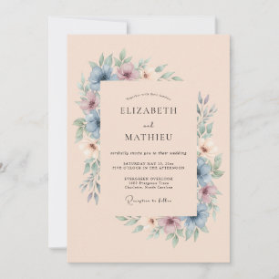 Invitación Boda de ensueño con glicinia azul polvorienta