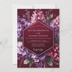 Invitación Boda de ensueño con lila de Borgoña