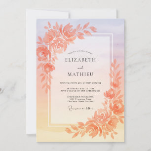 Invitación Boda de ensueño con puesta de sol melocotón
