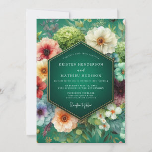 Invitación Boda de ensueño floral esmeralda