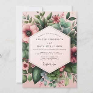 Invitación Boda de ensueño floral rosa polvoriento