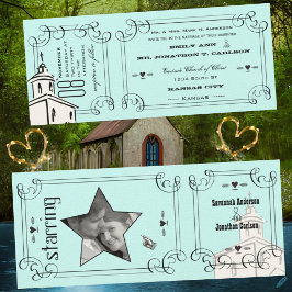 Invitación Boda de entradas Aqua Romantic Chapel