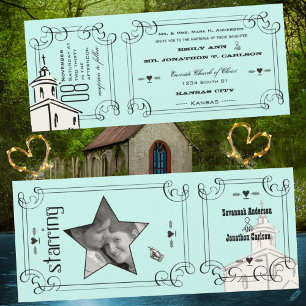 Invitación Boda de entradas Aqua Romantic Chapel