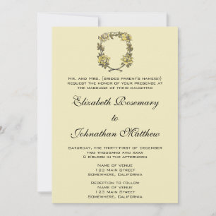 Invitación Boda de época, guirnalda Rosa de jardín de época a