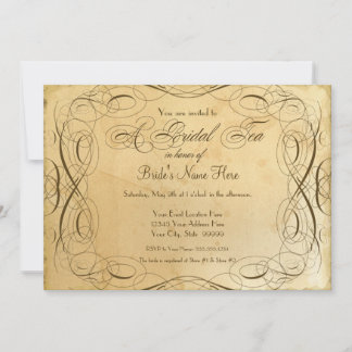 Invitación Boda de época manchada con té 1 - Fiesta de té nup
