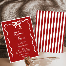 Invitación Boda De Esbozo De Cinta De Hojas Rojas De Mano Roj