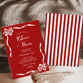 Invitación Boda De Esbozo De Cinta De Hojas Rojas De Mano Roj