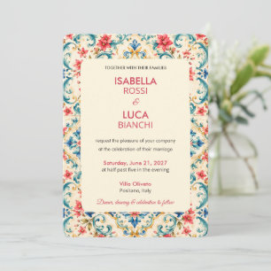 Invitación Boda de Escape Mediterráneo   Baldosa Italiana