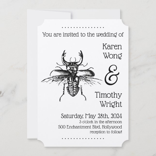 Invitación Boda de escarabajos de Stag (Anverso)
