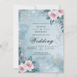 Invitación Boda de Escena de Invierno Floral Frosty