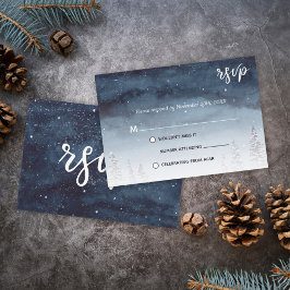Invitación Boda de Escena de Invierno Nevado Azul de Marina |