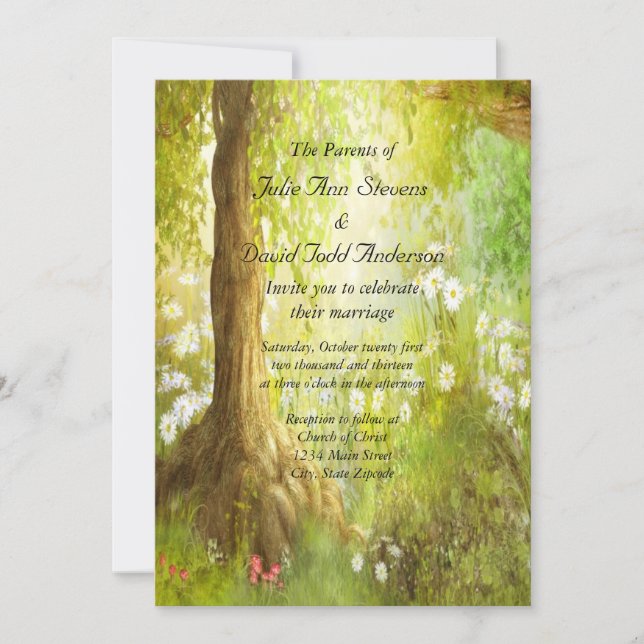 Invitación Boda de escena forestal encantada (Anverso)