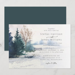 Invitación Boda de escena invernal con pino