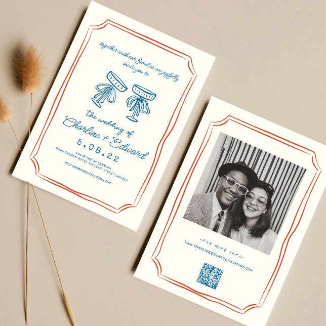Invitación Boda de escritura a mano de dibujos en forma de fu (Subido por el creador)