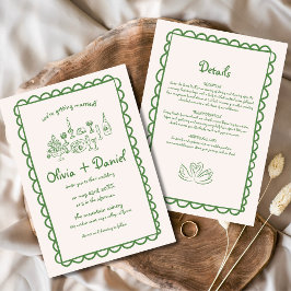 Invitación Boda de escritura a mano de dibujos engañosos dibu