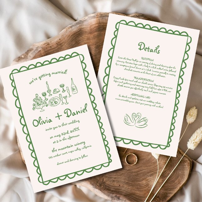 Invitación Boda de escritura a mano de dibujos engañosos dibu (Subido por el creador)