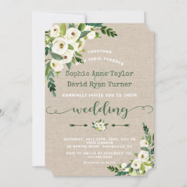 Invitación Boda de escritura a mano de flor blanca rusa