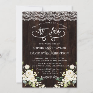 Invitación Boda de escritura a mano de flores blancas delgada
