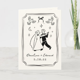 Invitación Boda de escritura a mano dibujada funky