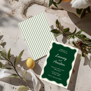 Invitación Boda de escritura a mano dibujado en verde vintage