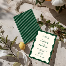 Invitación Boda de escritura a mano dibujado en verde vintage