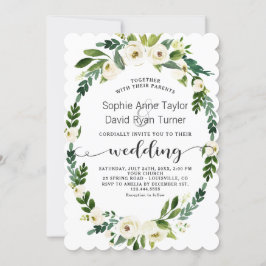 Invitación Boda de escritura a mano floral Charm White Bloomi