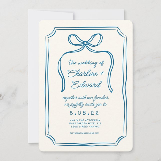 Invitación Boda de escritura a mano para dibujos humorísticos (Anverso)