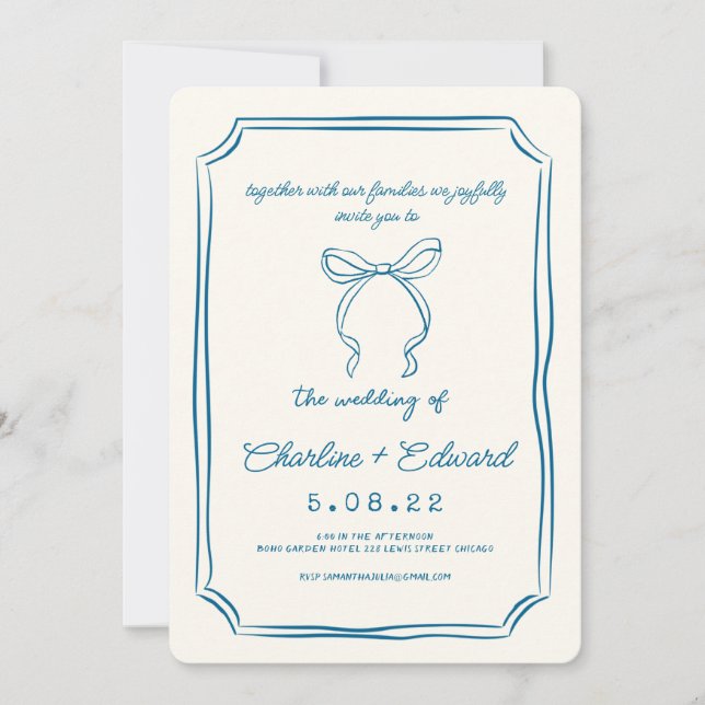 Invitación Boda de escritura a mano para dibujos humorísticos (Anverso)