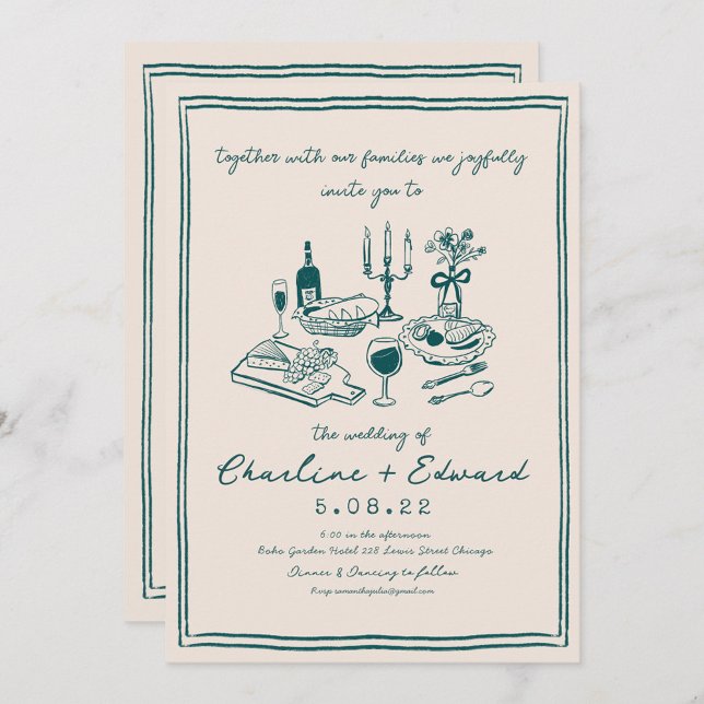 Invitación Boda de escritura a mano para dibujos humorísticos (Subido por el creador)