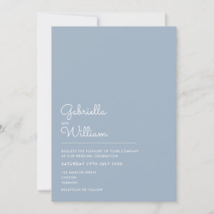 Invitación Boda de Escritura Azul Polvoriento