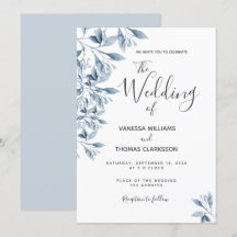 Boda de escritura botánica azul