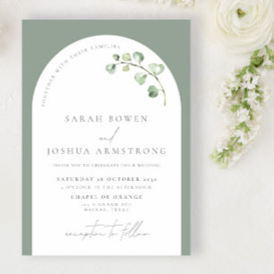 Invitación Boda de escritura botánica del Arco Verde Masaje M
