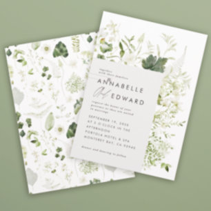 Invitación Boda de escritura botánica moderna y elegante