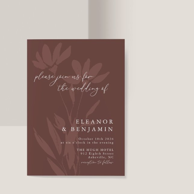 Invitación Boda de escritura botánica Terracotta Boho moderno (Subido por el creador)