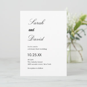 Invitación Boda de escritura caligráfica moderna en negro y b
