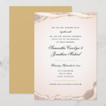 Boda de escritura con brillo de oro y ágata rosa