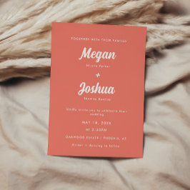 Invitación Boda de escritura coral rosada moderna