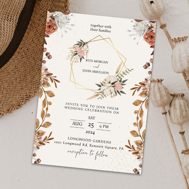 Invitación Boda de escritura crema moderna de Boho (Subido por el creador)
