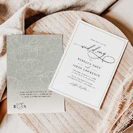 Invitación Boda de escritura de caligrafía elegante en blanco