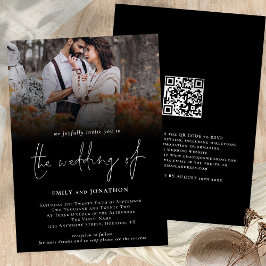 Invitación Boda de escritura de código QR con foto de clase n