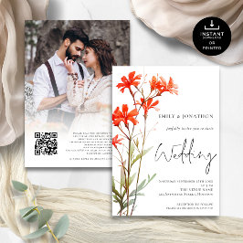 Invitación Boda de escritura de código QR para Wildflowers Ph