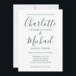 Invitación Boda de escritura de firma verde esmeralda<br><div class="desc">Con nombres de estilo característico,  esta elegante invitación a la boda puede ser personalizada con su información en letras verdes de esmeralda de moda. Diseñado por Thisisnotme©</div>