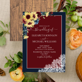 Invitación Boda de escritura de madera azul de la Marina Borg