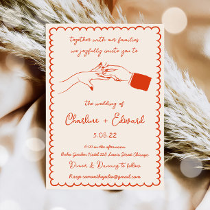 Invitación Boda de escritura de mano de dibujo engañoso dibuj