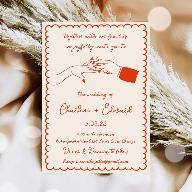 Invitación Boda de escritura de mano de dibujo engañoso dibuj (Subido por el creador)