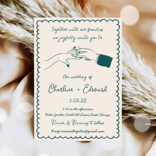 Invitación Boda de escritura de mano de dibujo engañoso dibuj